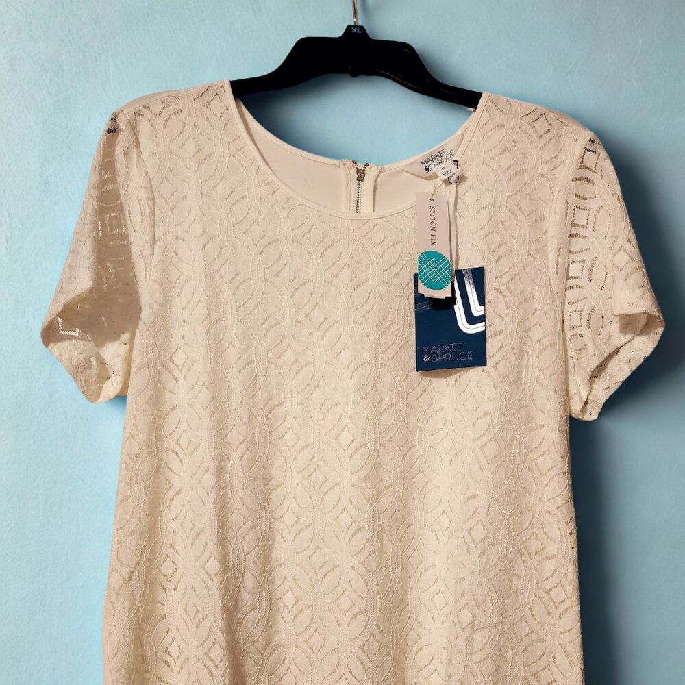 Market & Spruce top - White with a crochet front. Stitch Fix!